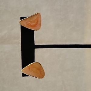 Peach & Gold Triangular Earrings